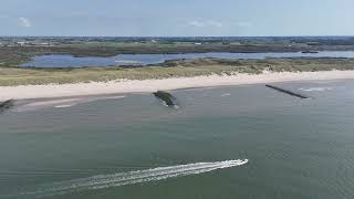 Drone flight on a summer day at Callantsoog North Sea beach The Netherlands [upl. by Htebzile]