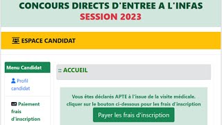 Concours DEntrée A LINFAS 2023  Consulter Résultat Visite Médicale Et Payer Frais DInscription [upl. by Elva981]