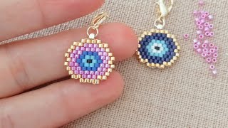 Evil Eye Beading Tutorial How to Make Miyuki Beaded Evil Eye [upl. by Ydneh748]