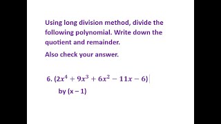 Question 6 Division of polynomial  Long division method [upl. by Sanborn]