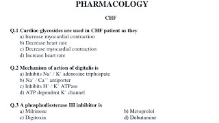 congestive heart failure MCQs pharmacology repeated mcq pharmacy nurse pharmacology [upl. by Avek]