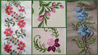 Floral cross stitch❤️ amazing Hand embroidery thick cotton  Beautifull Hand cross stitch [upl. by Eladal]