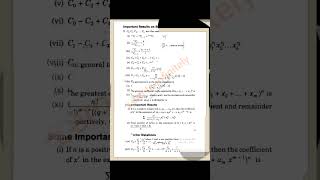 Important Concepts Binomial Theorem amp Principle of Mathematical InductionZerotoinfinitelyShorts [upl. by Akered]