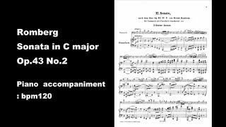 Romberg Sonata in C major Op43 No2 piano accompaniment bpm120 [upl. by Eserahs]