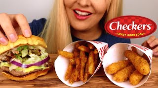 CHECKERS CHEESEBURGER FRIES amp MOZZARELLA STICKS ASMR MUKBANG NO TALKING [upl. by Eleinad795]