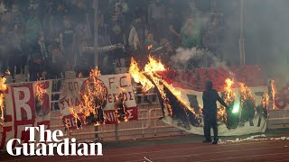 Violence and teargas forces Panathinaikos v Olympiakos derby to be abandoned [upl. by Nelson399]