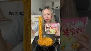 Buldak Cream Carbonara Spicy Noodles mukbang food samyang [upl. by Einnil787]