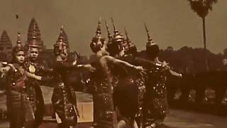 Cambodian temple dance in Angkor Wat 1945wmv [upl. by Hgielsa273]