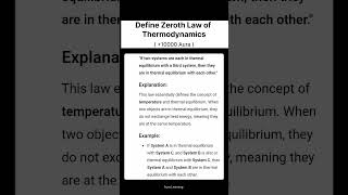 Define Zeroth Law of Thermodynamics shorts science [upl. by Lawley441]