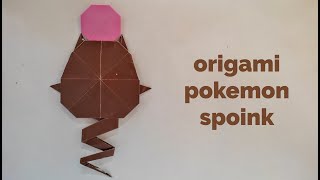 How To Make Origami Pokemon Spoink Easy Pokemon Go [upl. by Haikezeh]