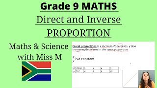 Grade 9 Maths Proportion grade 9 direct and inverse proportion part 1 [upl. by Frymire]