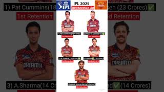 Official SRH Retained players 2025  SRH Retained players 2025 list with price Shorts [upl. by Yor]