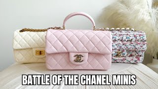 CHANEL MINI BAG COMPARISON Mini Rectangular vs Mini 255 Reissue vs Mini With Top Handle [upl. by Faludi]