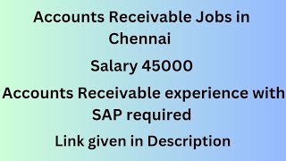 Latest Accounts Receivable Jobs  Chennai Jobs  salary 45000  Chanukyays  Chennai Jobs [upl. by Joline]