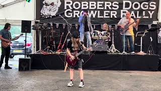 10 year old guitarist performs Whole Lotta Rosie ACDC with guitar amp drum teachers like Angus Young [upl. by Wilscam]