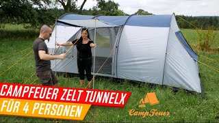 CampFeuer Zelt TunnelX für 4 Personen Aufbau und Details Empfehlung vom Küchenkönig ✅ [upl. by Yrrem822]