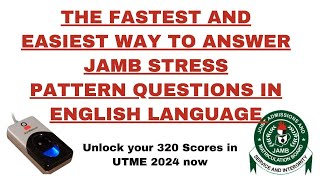 Jamb stress patterns JAMB UTME 2024 Questions [upl. by Otnas202]