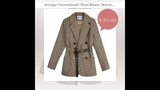 ⚡Buy Vintage Houndstooth Plaid Blazer Women  Vintage  Plaid exclusively at LeStyleParfaitcom 👈 [upl. by Aharon]