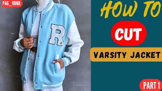 HOW TO CUT VARSITY JACKET ¦ CUTTING JACKET varsityjacket cutting [upl. by Llebpmac]