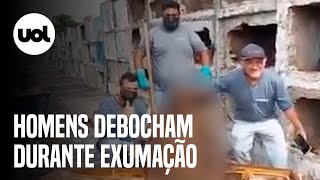 Funcionários tiram fotos e debocham em vídeo durante exumação em cemitério no Paraná [upl. by Aikemaj]