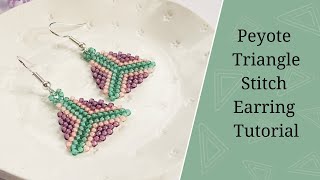 Peyote Triangle Earrings Tutorial  How to Beadweave Triangle Earrings [upl. by Haramat]