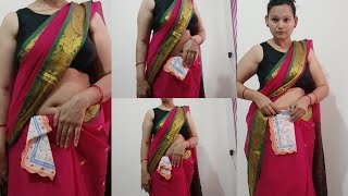 Inside hanky tuck with COTTON SAREE  Simple but Unique hanky tucking style [upl. by Yerffoej]