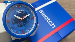 Swatch Bioceramic NASA Space Collection Jumpsuit Watch SB03Z100 Unboxing UnboxWatches [upl. by Adnovay807]