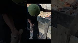 Construction of wooden formwork foundation beams by hand  primitive tools construction building [upl. by Desiree]