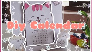 Cute calendar making Diy calendar making Cute desk decor desk decor malayalam keerthana3142 🐱🐰 [upl. by Yelyab]