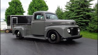 1949 Ford F3 Pickup Truck Custom Restomod in Gray amp Engine Sound  My Car Story with Lou Costabile [upl. by Gnehs525]