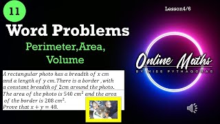 Grade 11 Mathematics Word Problems Lesson 4 Perimeter Area Volume [upl. by Eniawtna513]