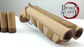 DEMON SLAYER  Double Barrel Shotgun Cardboard DIY  How to Make Cardboard Gun Craft [upl. by Nylknarf]