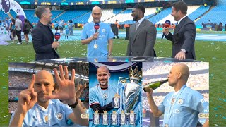 Pep Guardiola Reacts To His 6th Premier League Championship🏆 Gary Neville And Thierry Henry Review [upl. by Lledniuq]