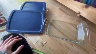 Pyrex 1 C 233 3qt Easy Grab Glass Baking Dish amp 1 C 233 PC 3qt Blue Easy Grab Lid Review [upl. by Frerichs]