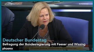 Deutscher Bundestag Befragung der Bundesregierung mit Faeser und Wissing [upl. by Critta]