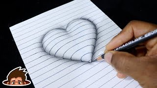 How to Draw 3D Embossed Heart  Easy Pencil Drawing Sketch [upl. by Maclean851]