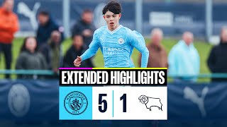 HIGHLIGHTS CITY PUT FIVE PAST DERBY TO STAY SECOND  Man City 51 Derby County  U18 Premier League [upl. by Naples684]