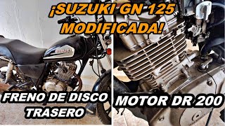 ¡SUZUKI GN 125 CON MOTOR DE DR 200 Y FRENO DE DISCO TRASERO UN FIERROTE [upl. by Elfstan43]