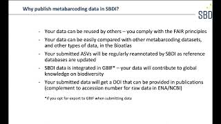 Make your data count Process publish and reuse your metabarcoding output in SBDI [upl. by Muryh]