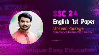 SSC 24 I English 1st Paper I Unseen Passage I Summary amp Information Transfer [upl. by Melody]