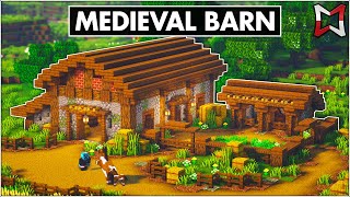 Minecraft ► Medieval Barn With Animal Stables Tutorial EASY [upl. by Allemahs]