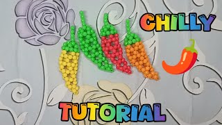 3D Beaded Chilly 🌶️ Tutorial by Craft Novelty Sons [upl. by Utham]