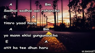 Sadhai sadhai lyrics with guitar chords  Mantra official [upl. by Punke]