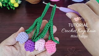 🌷Its very easy to make‼️Crochet Mini Tulip Keychains🌷Crochet Tutorial for Beginners [upl. by Asemaj]