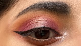 Purple peach eye makeup  simple party eyeshadow tutorial  velvet purple eye look  fox eyeliner [upl. by Olegna]