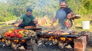 Barbecued Vegetables And Lamb Steak  Cooking amp Eating In The Village  Faraway Mountain Life [upl. by Erbes629]