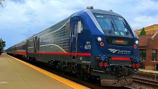 Amtrak 380 Meets BNSF Double Stack Meets Metra Train 1225 La Grange Illinois Racetrack [upl. by Swope]