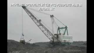 Draglines digging up fossil layers at PCS phosphate mine in Aurora NC [upl. by Crudden]