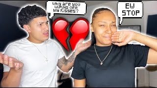 WIPING OFF My Boyfriends Kisses Prank BAD IDEA [upl. by Ahsima]