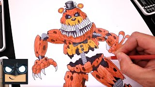 How To Draw Nightmare Freddy  FNAF Draw amp Color Tutorial Step by Step [upl. by Yc]